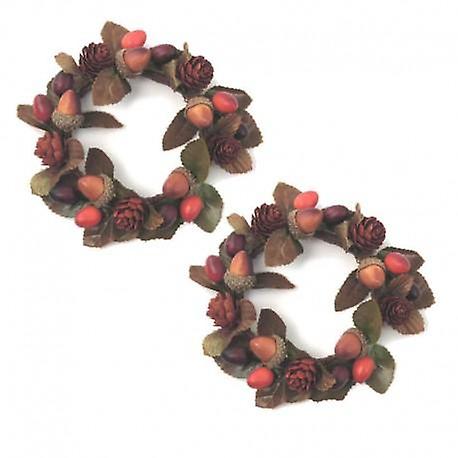 Light cuffs 2-pack to block candles autumn with acorns, cones and leaves
