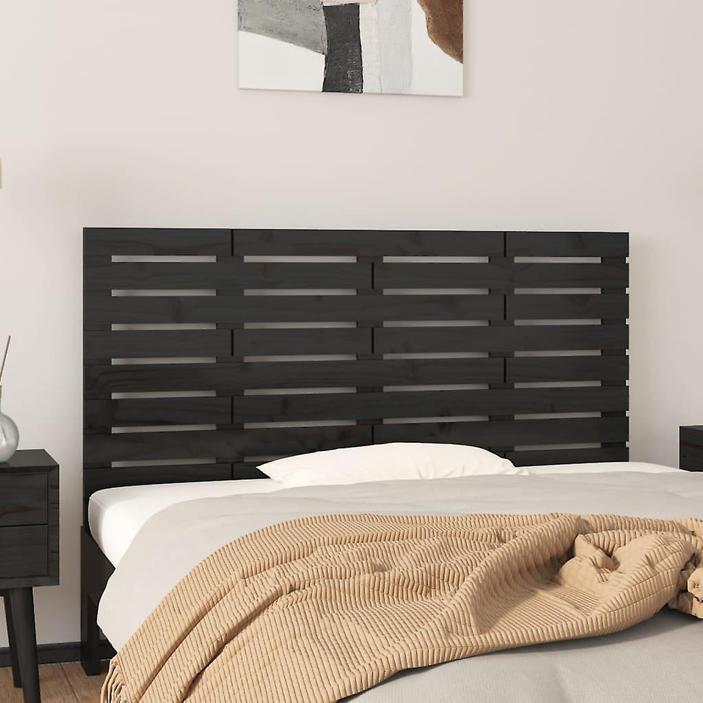 Wall Headboard Black 146x3x63 cm Solid Pine Wood