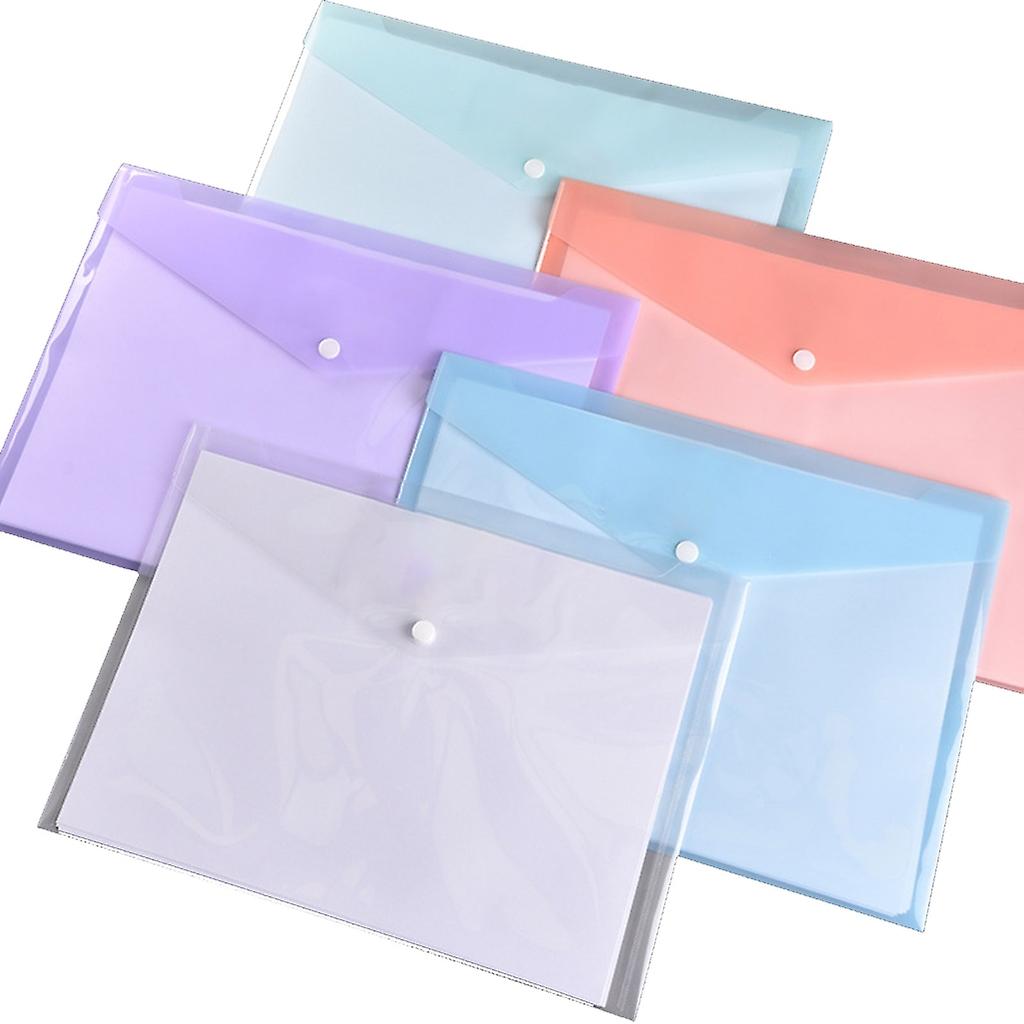 10Pcs File Folder Wallets with Pocket, Transparent Folder Bags with Snap Button