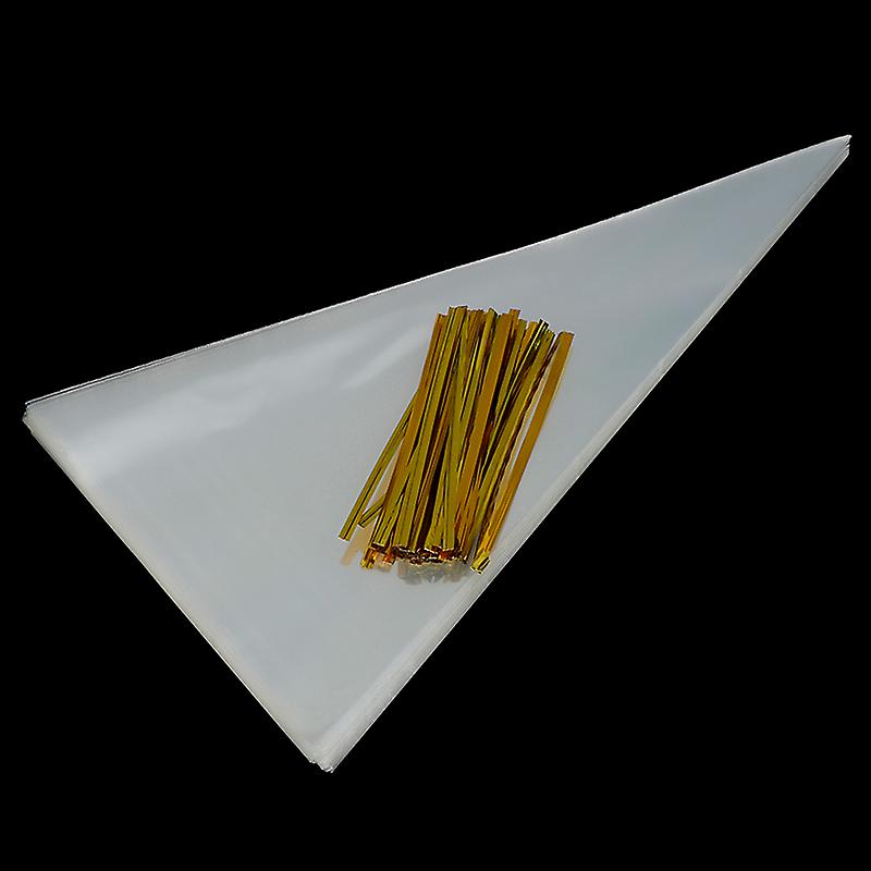 100x Clear Cone Shape Cellophane Bags Candy Sugar Popcorn Flower Packing Bag