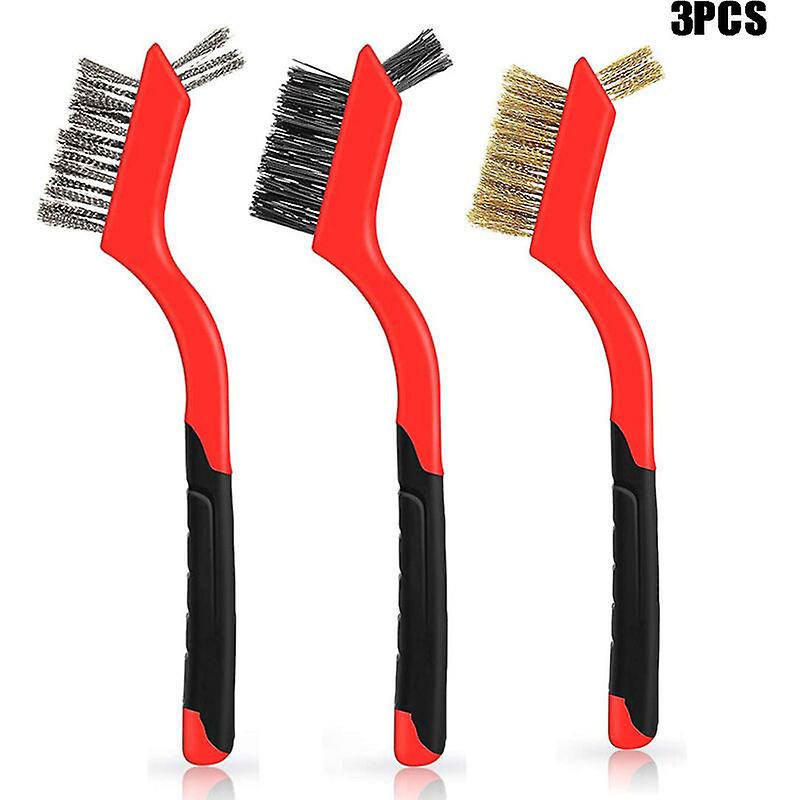 3 Stück Mini-Drahtreinigungsbürste, -Drahtbürsten, Messingbürste, Edelstahl-Minibürsten mit ergonomischem Griff