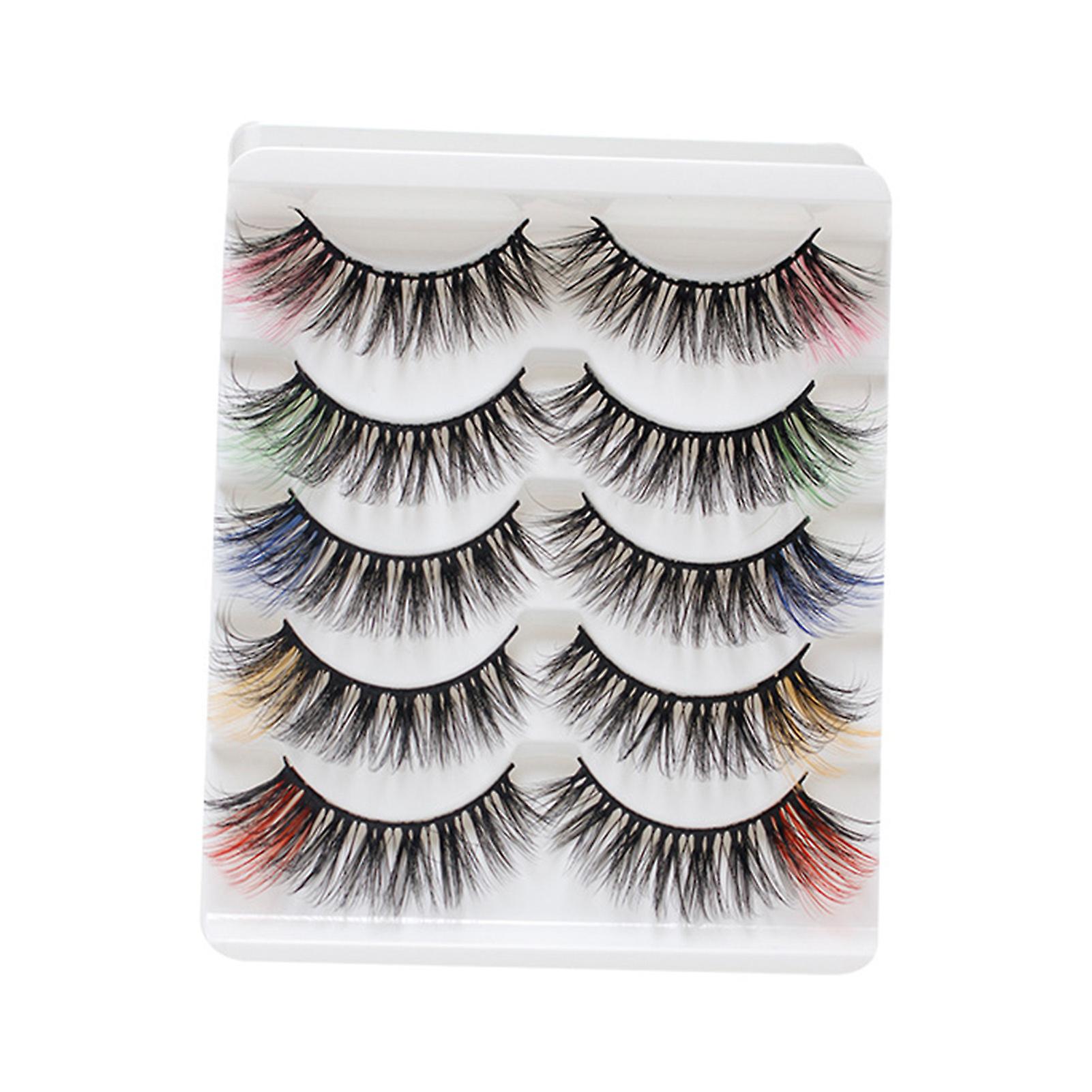 5 Pairs Colorful Curling False Eyelashes Charm Looking Curling Up Eyelashes