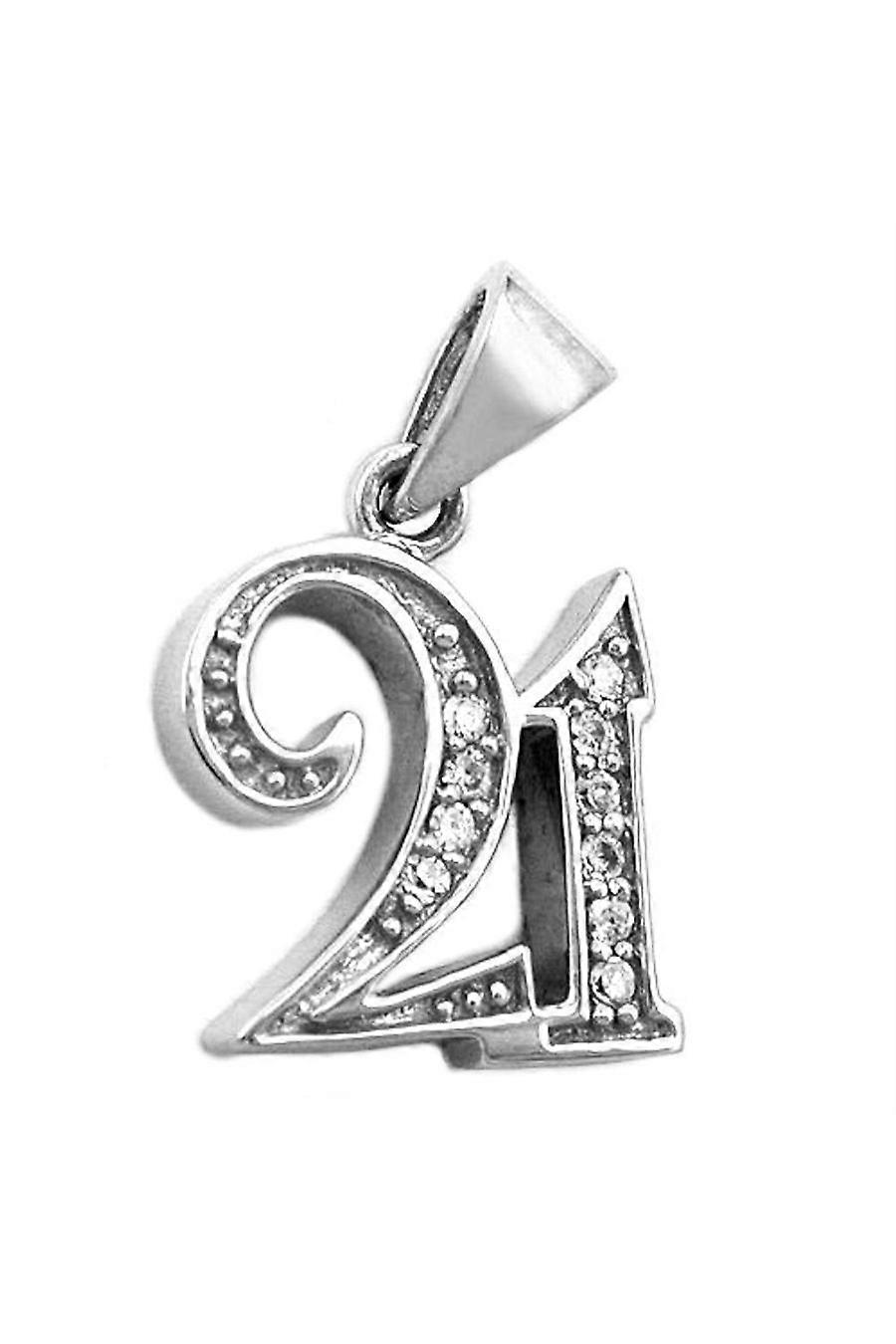 Pendant Number 21 Zirconia Silver 925 - Gl92551