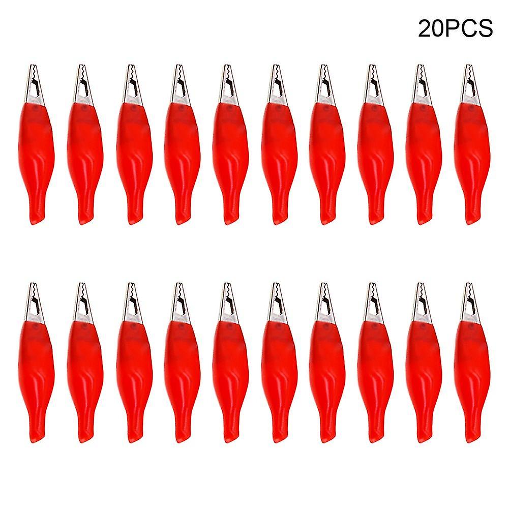 20pcs Portable Metal Crocodile Clip 28mm Testing Work Cable With Plastic Boot