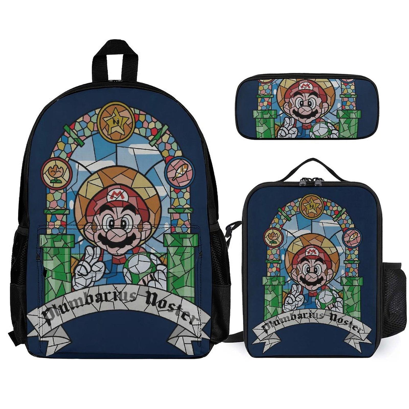 Super Mario Backpack Set, Backpack with Lunch Box And Pencil Case 3pcs Set
