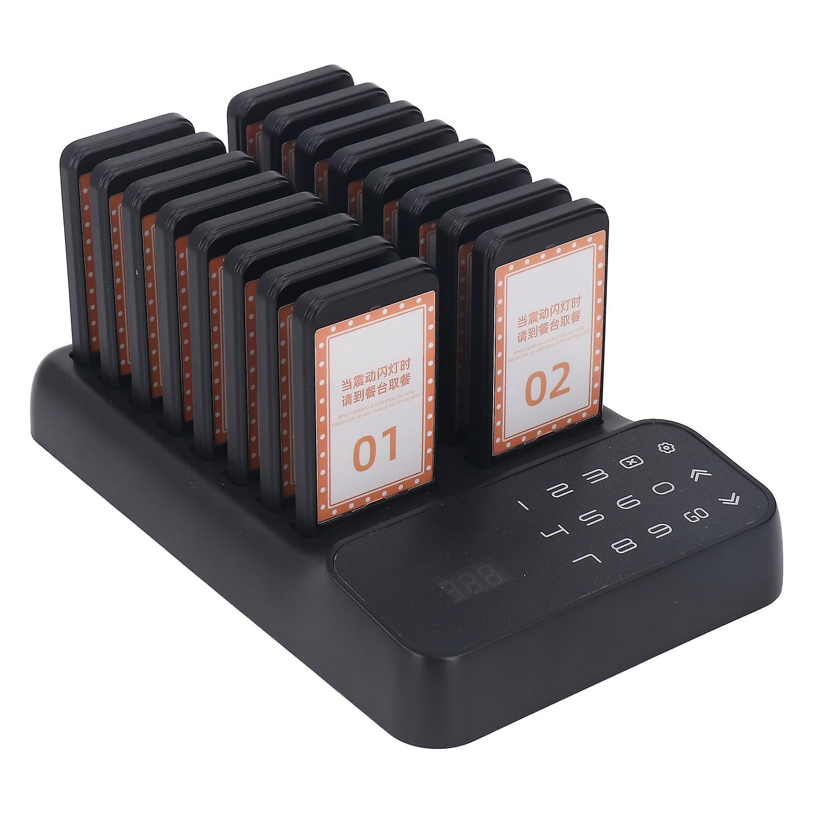 Wireless Restaurant Pager System 16 Guest Buzzers US Plug 12V