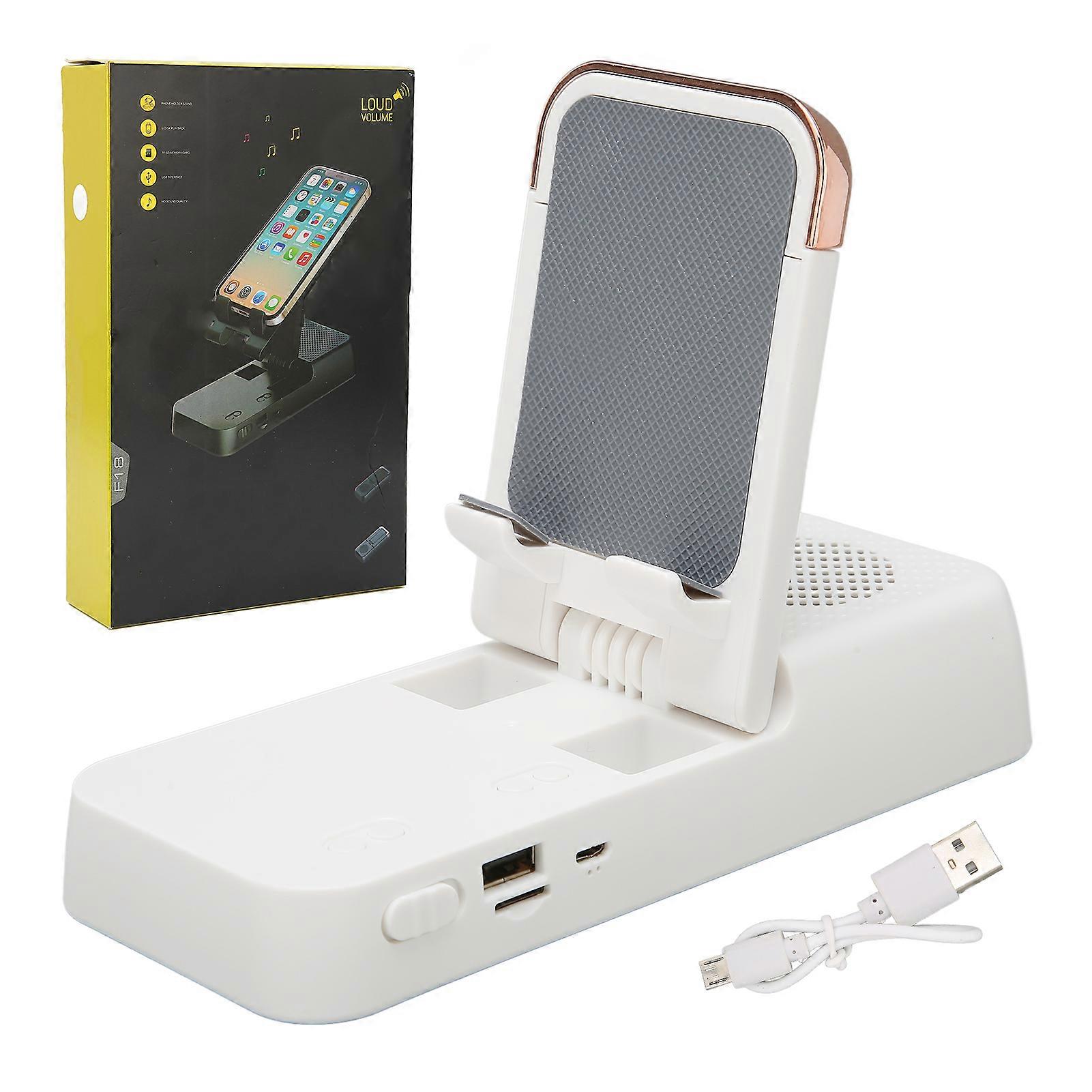 Cell Phone Stand With Bluetooth Speaker Hd Surround Sound Adjustable Phone Holder With Speaker White