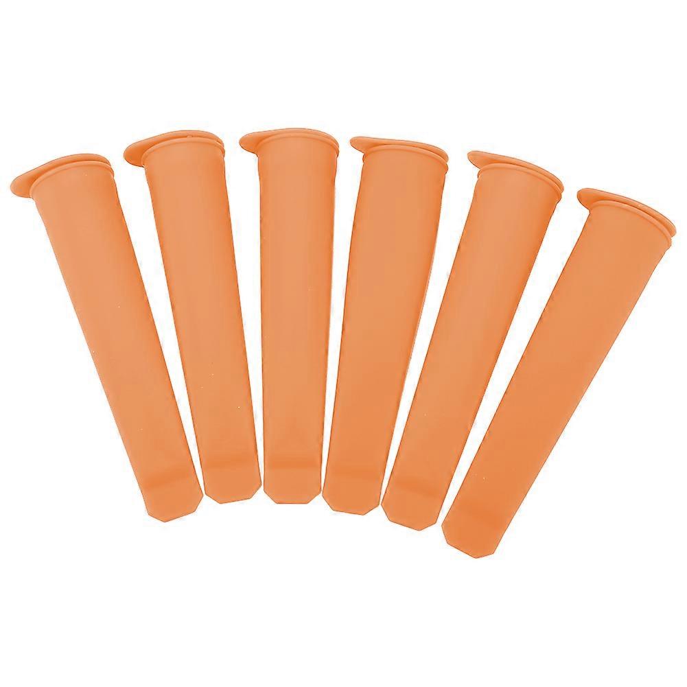 6pcs/Set Silicone Pop Mold Push Up Frozen Ice Cream Maker with Lid Kitchen DIY Tools(Orange)