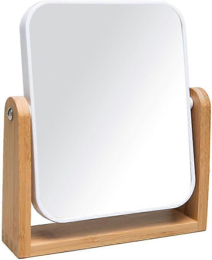 Makeup Mirror with Natural Bamboo Stand Portable Table Desk Make Up Mirror