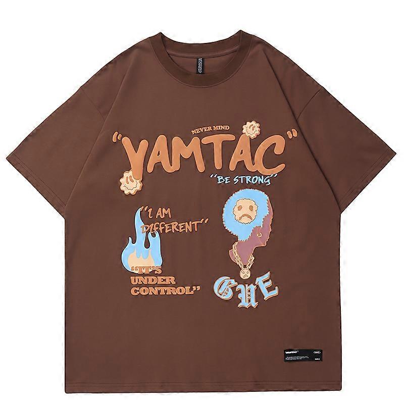 الرجال الهيب هوب تي شيرت ملابس الشارع أنيمي لهب ابتسامة الرسم تي شيرت 2023 الصيف قصيرة الأكمام تي شيرت Harajuku القطن قمم المحملات الجمل