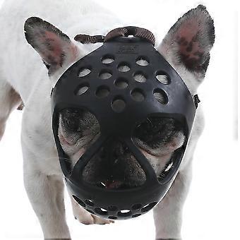Dog Muzzle For Short Snout Dogs Breathable Holes Prevent Biting Chewing Black X-large
