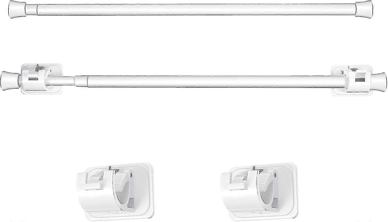 Adjustable Tension Rod Retractable Spring Curtain Rod With Self Adhesive Hook (4 Pcs)