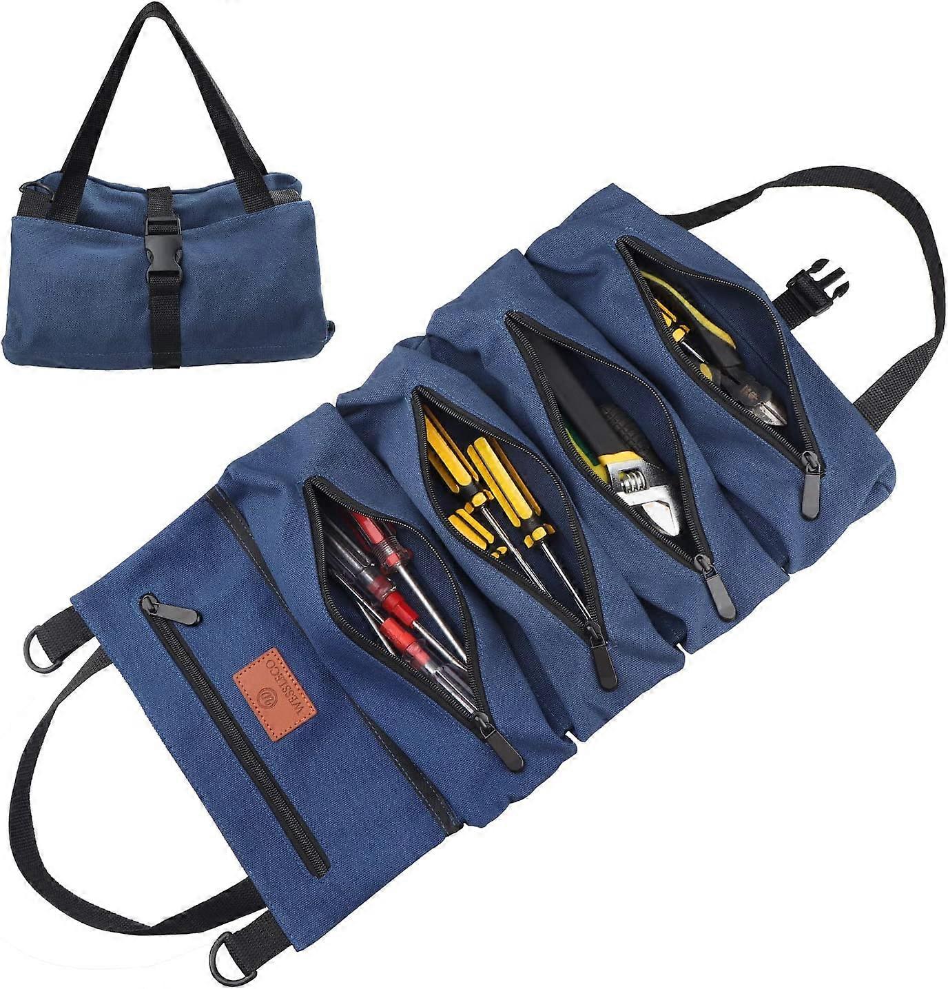 Roll Up Wrench Tool Bag - Canvas - Blue - Convenient Storage Solution