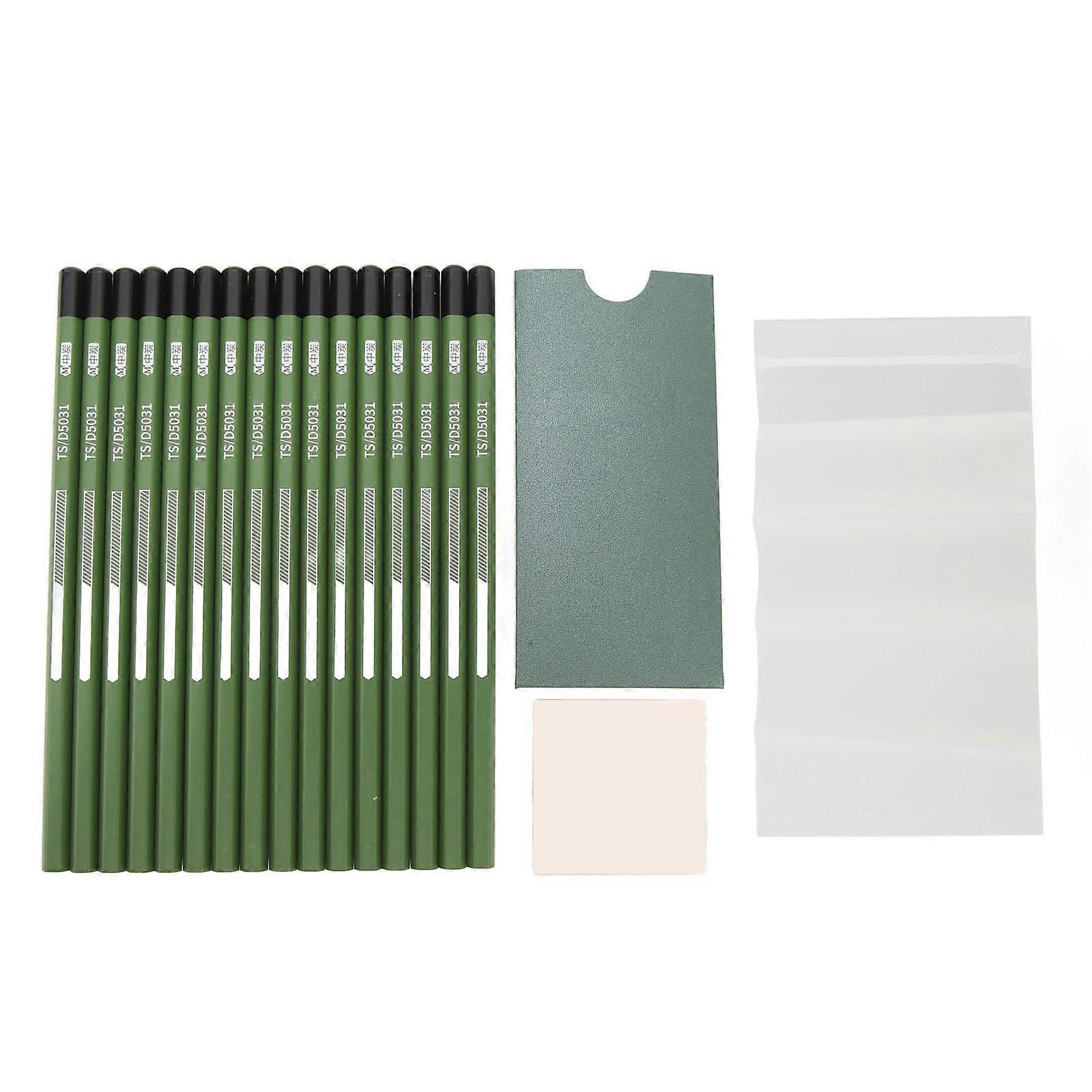 16pcs Professional Charcoal Pencils Multipurpose Safe Artist Pencils for Drawing Sketching Shading Medium Carbon YEMAA