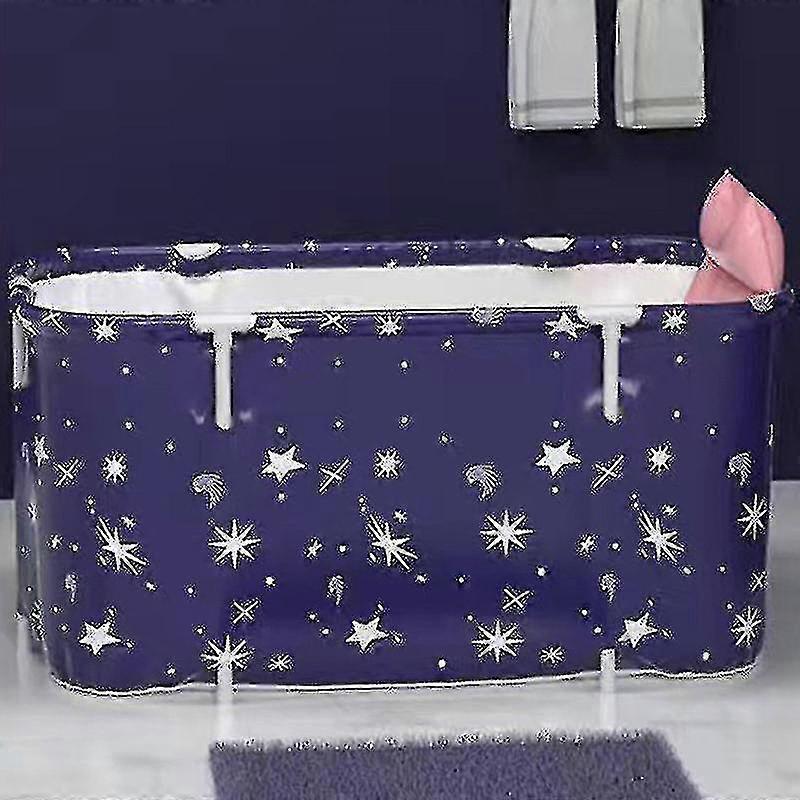 Rechteckige Faltbadewanne, Ganzkörperbadewanne für Erwachsene, Kinderbadewanne (120cm Baumwolle Sternenblau,)