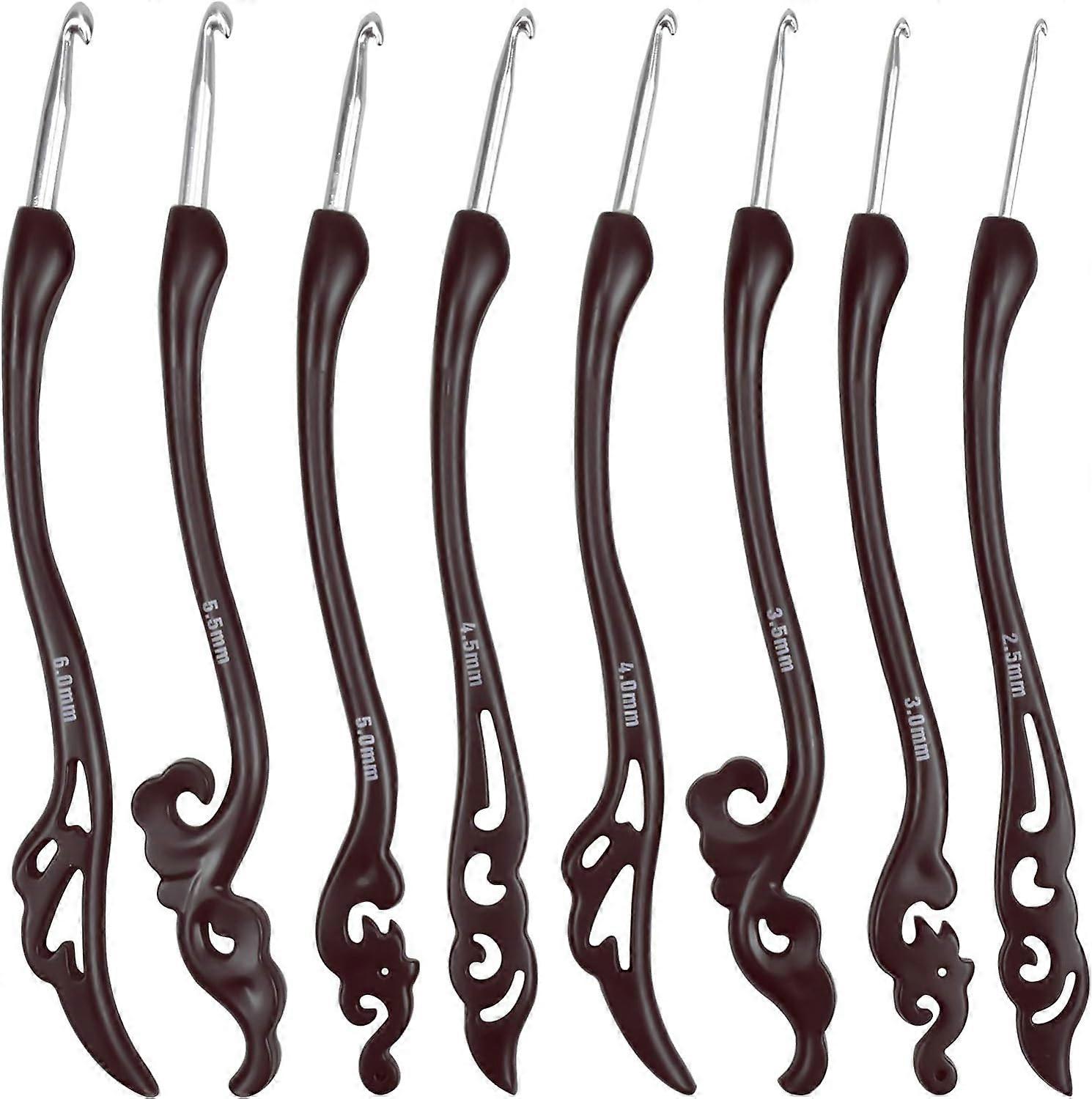 8 Piece Knitting Needle Set, Crochet Hooks Set, Soft Aluminum Crochet Handle, Retro Style