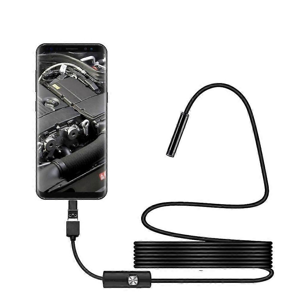 7Mm endoscope camera type-c android borescope inspection camera waterproof for smartphone adjustable leds hard cable camera