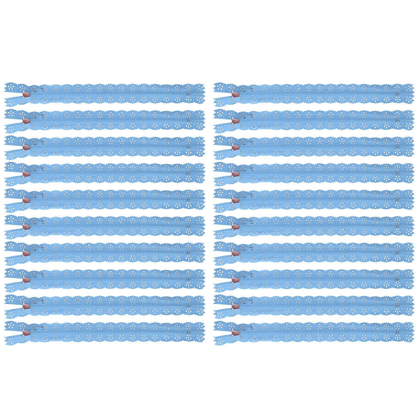 20Db 20CM DIY nylon csipke cipzár tekercs virág cipzár esküvői ruha varrásához kézműves ruhákÉgszínkék