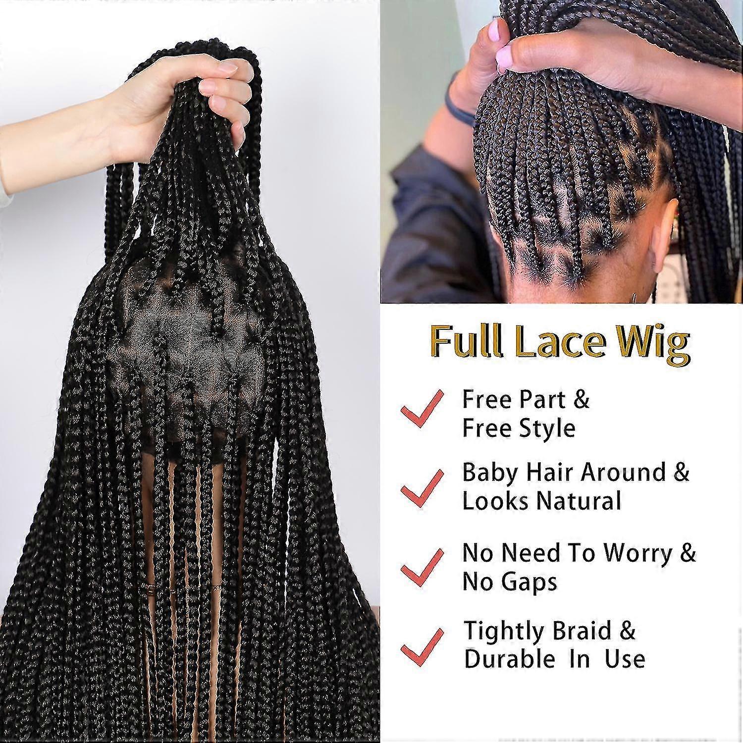 36 inches full lace front knotless box braided wigs with