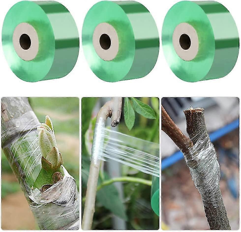 苗床テープ100m X 3ロール自己接着グラフトテープ、庭の接ぎ木された果樹植物のための修理テープ