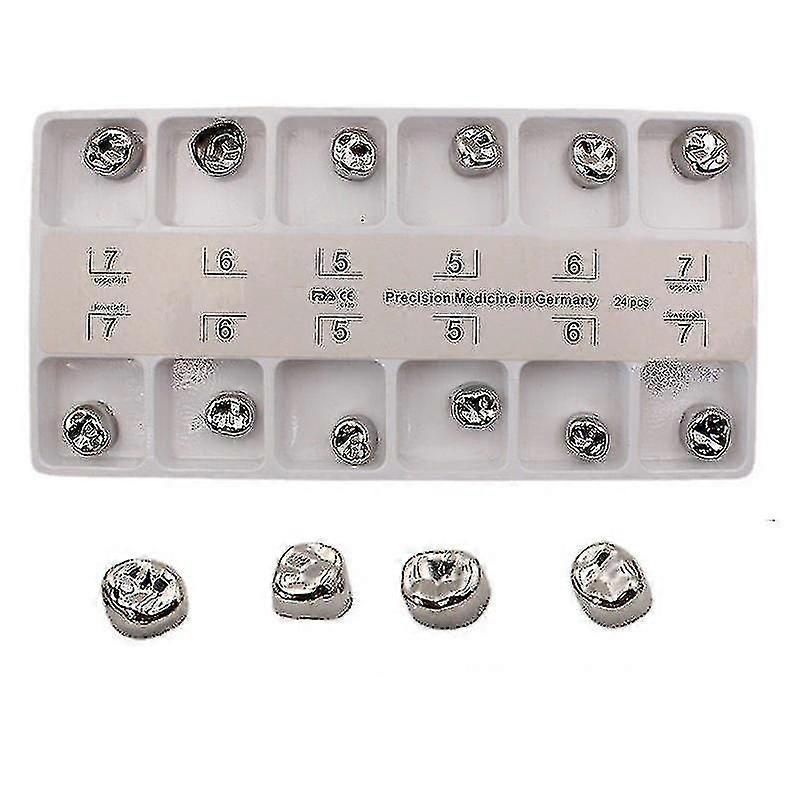 12pcs الفولاذ المقاوم للصدأ الأسنان الأسنان التاج للأطفال / الكبار التاج المؤقت لوازم طب الأسنان