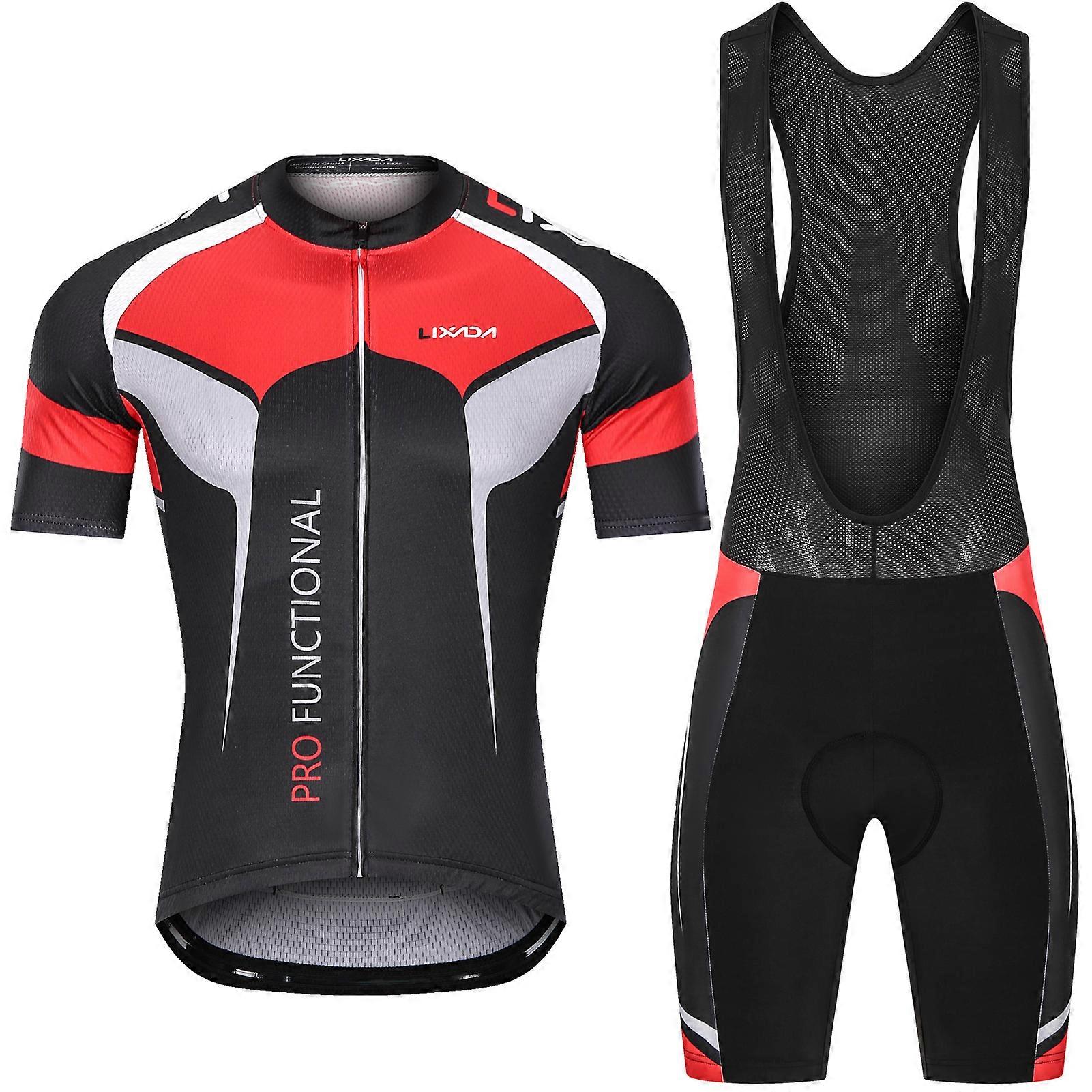 Men's Short Sleeve Cycling Jersey Padded Bib Short Set Breathable Quick-drying Cycling Cloth Set