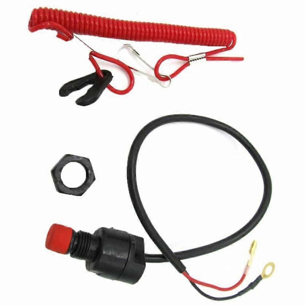 Outboard Engine Motor Urgent Stop Switch with Safety Tether Lanyard Professional Start-stop Pushbutton for Motorcycle