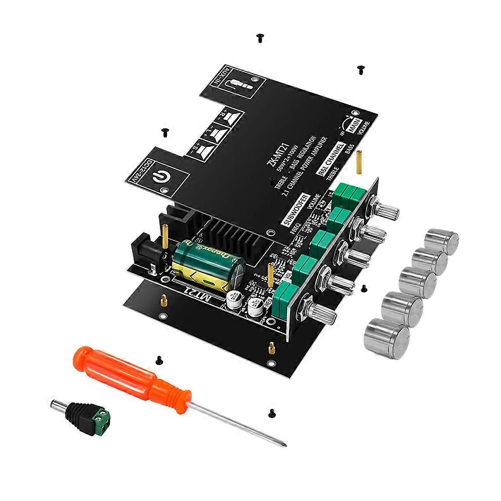 -MT21 Digital Power Amplifier Board 50Wx2+100W 2.1 Channel AUX+BT5.0 High Low Tone Super Bass Power