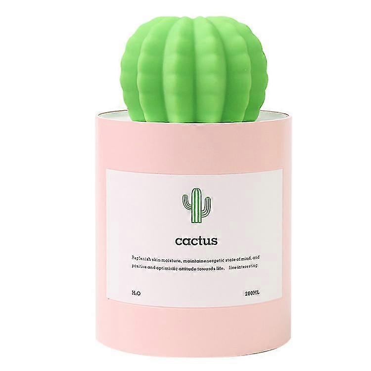 Wabjtam Mini nawilżacz, 280ml USB Cool Mist Portable Cactus Air Humidifier, Ultra-cicha praca (różowy)