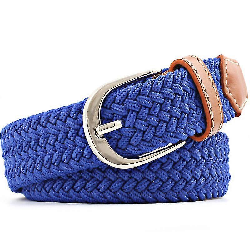 Unisex Elasticated Webbing Braided Trim Stretch Canvas Buckle Belt, 110CM
