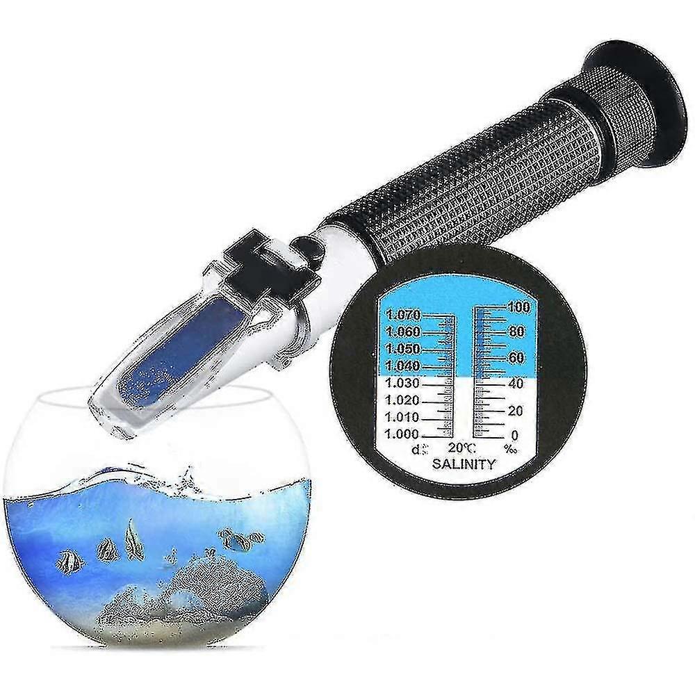 Salinity Refractometer For Seawater And Marine Fishkeeping Aquarium 0-100 Ppt - Dual Scale (1.0 To 1.070 S.g.) - Automatic Temperature Compensation
