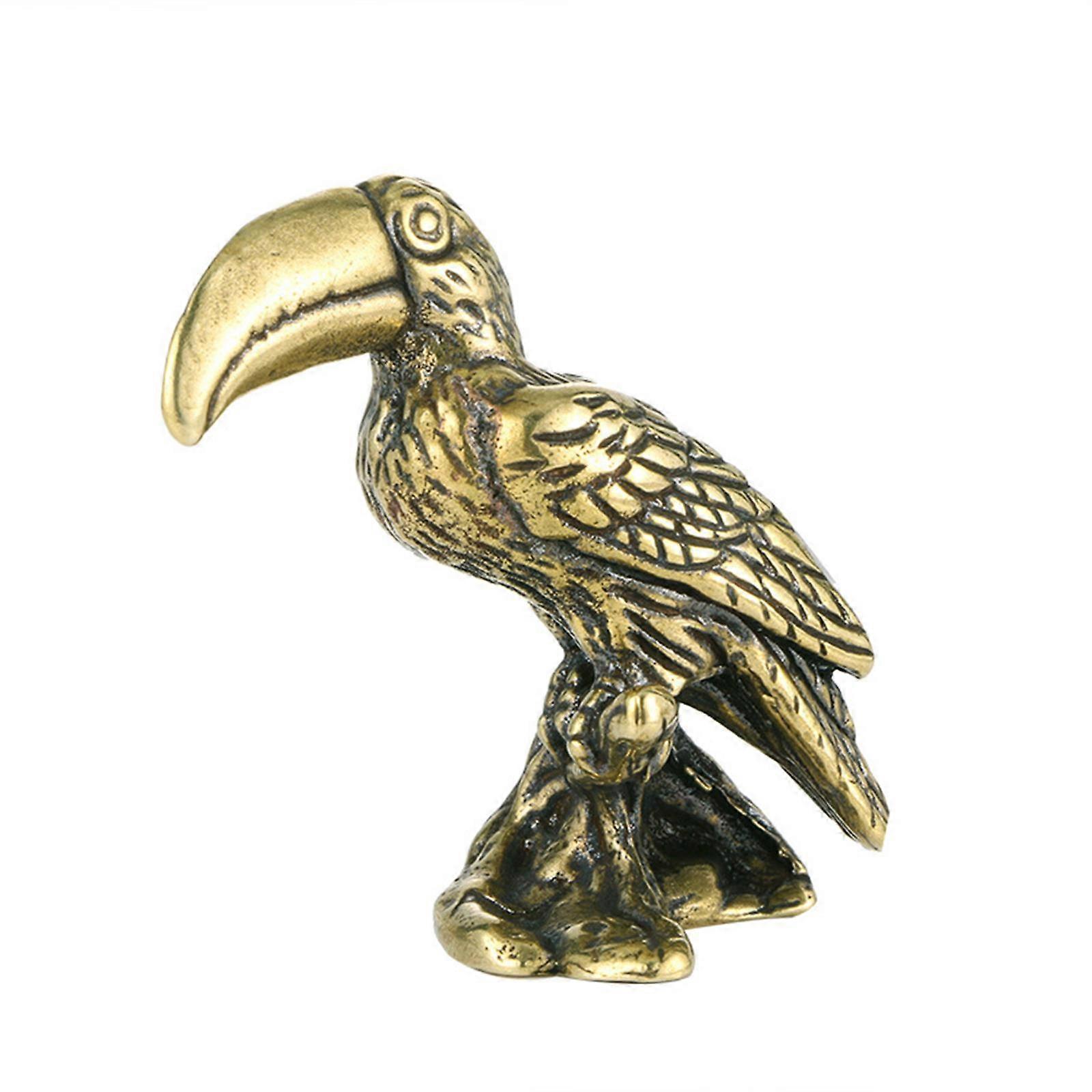 Mässingspapegojastaty Fågelprydnad Gåva Miniskulptur för Kontor Inomhus Skrivbord