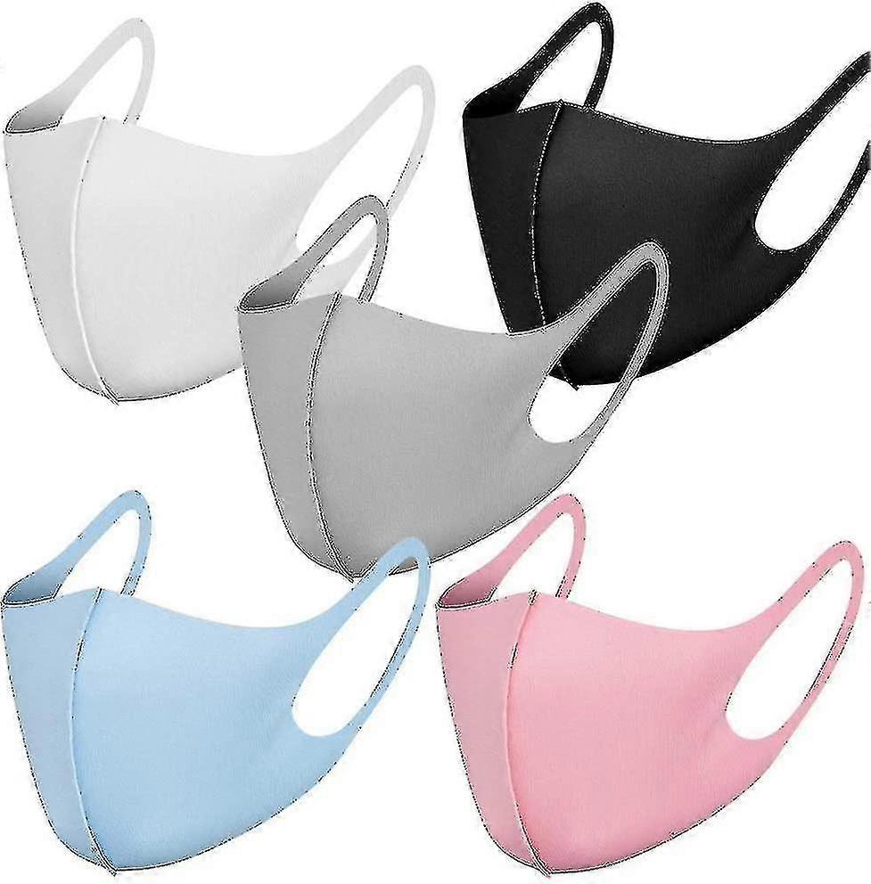 5 Pack Reusable Cloth Face Masks With Ear Loops, Breathable, Soft, Washable, Durable For Daily Publi