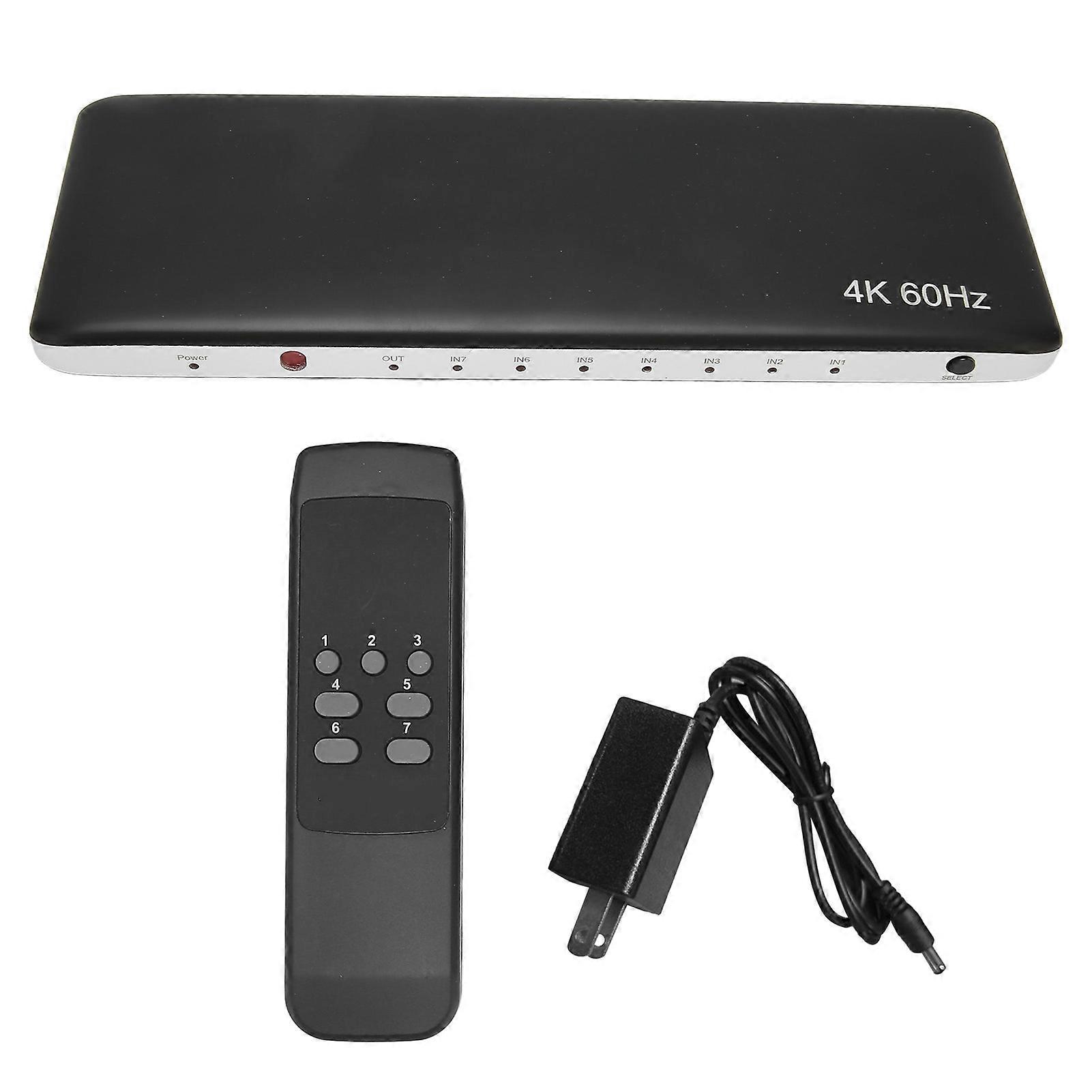 Commutateur d’interface multimédia HD 2.0 7 en 1 sortie HDCP 2.2 Prise en charge 4K 60Hz UHD 3D Video Switcher Selector 100 ?240V US Plug
