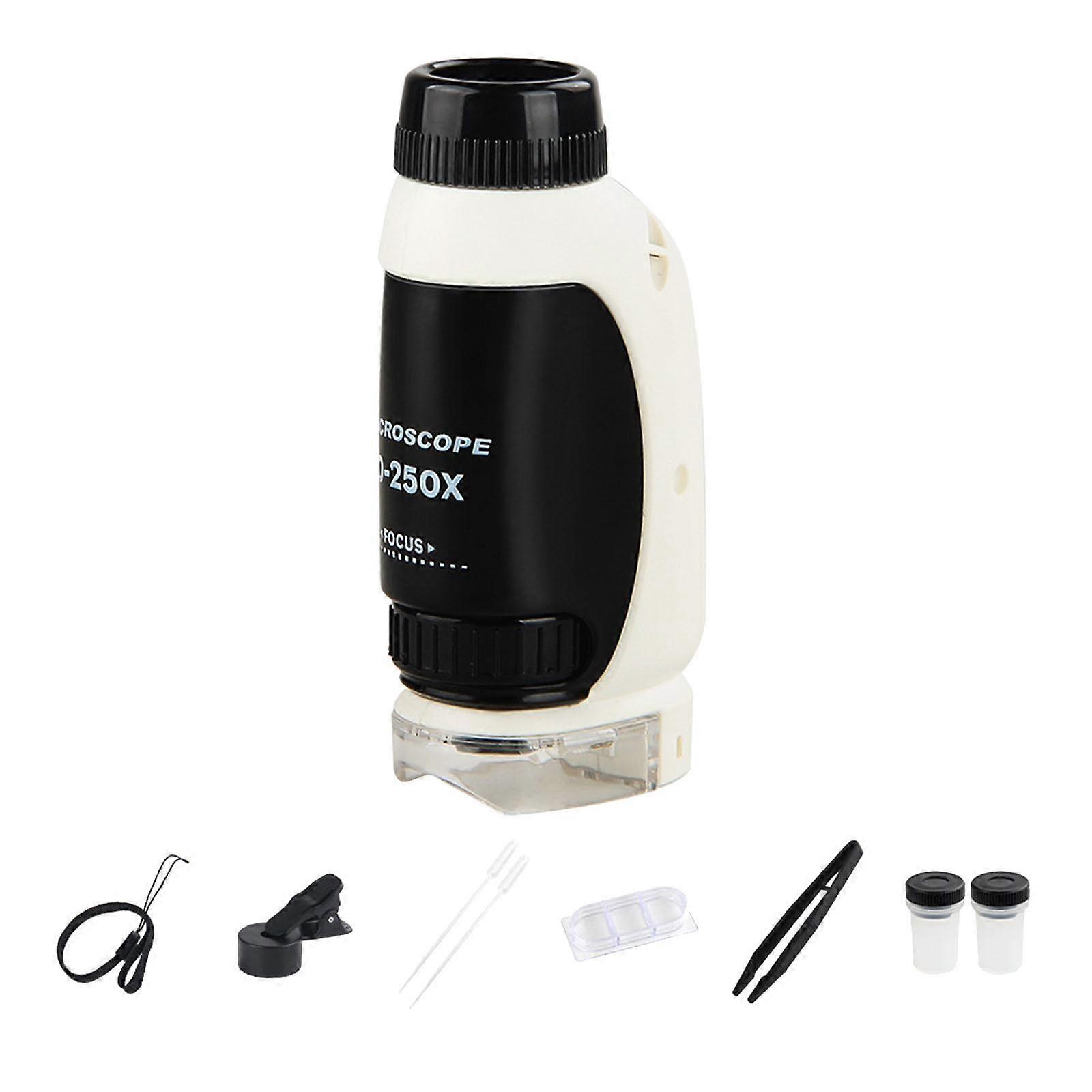 Handheld Microscope Set DIY Science Experiments Training Toy Kids Microscope Black White