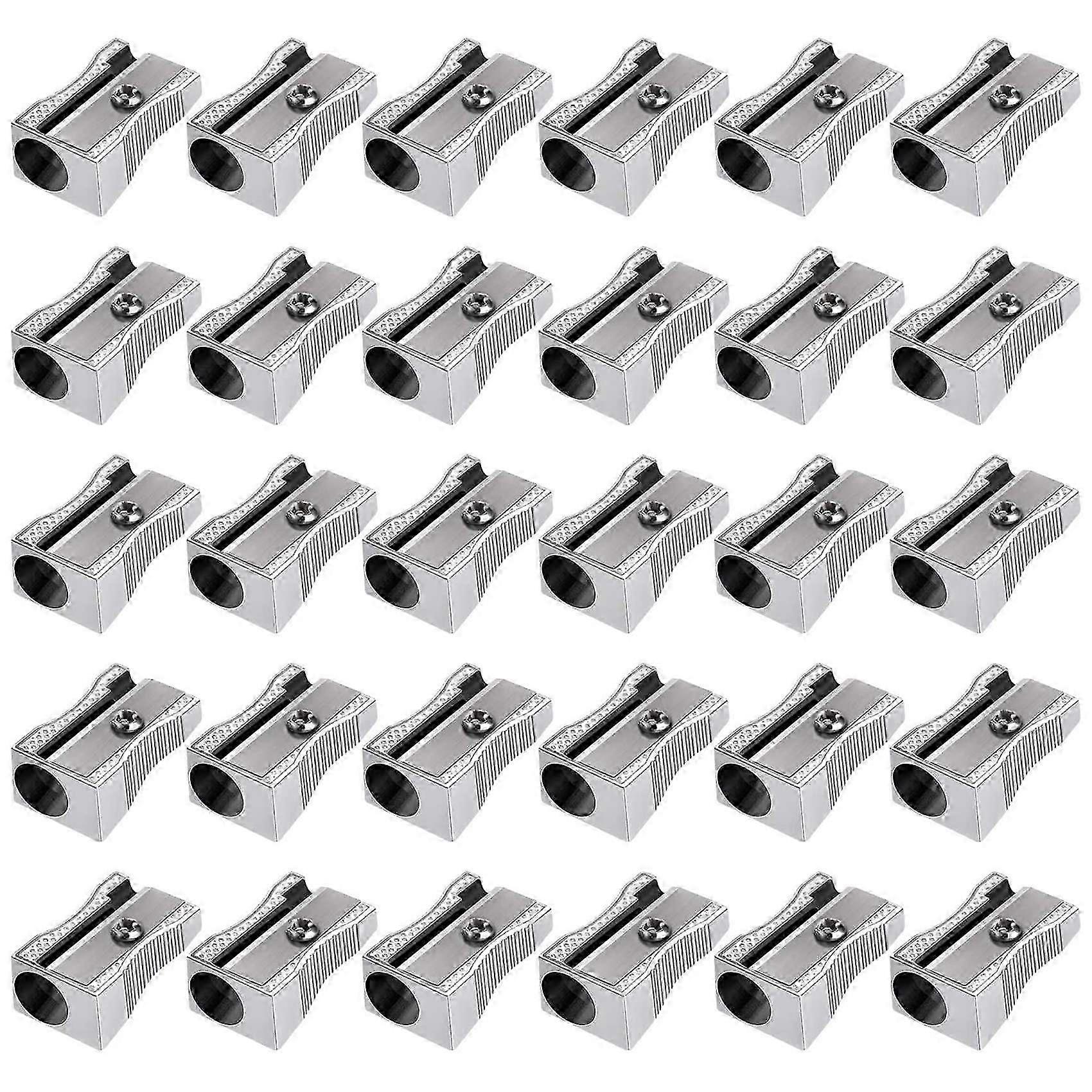 48 Pack Metal Mini Pencil Sharpeners Silver Single Hole Sharpener