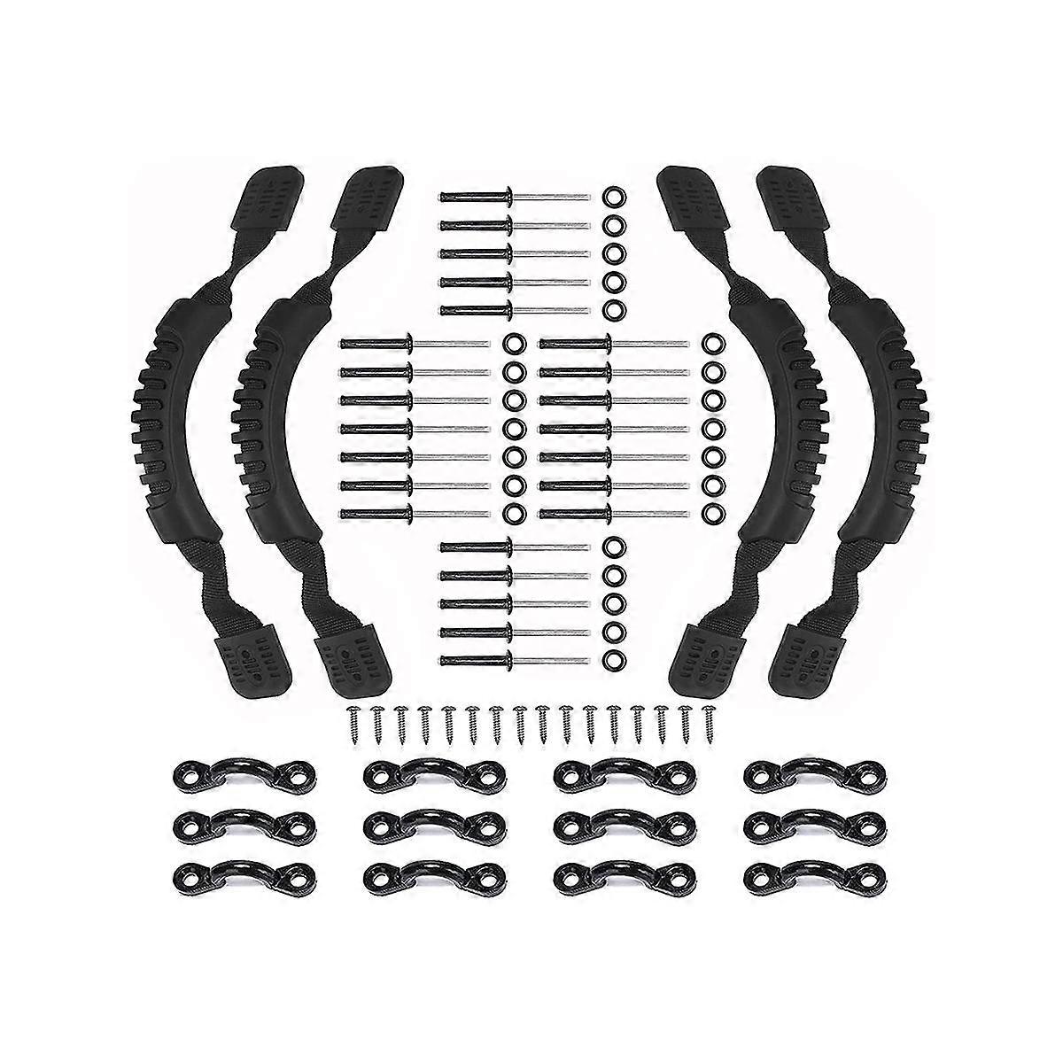 4 Pack Kayak Handles,Kayak Carry Handle Side Mount Kayak Handles Replacement Hardware with Rivets,S