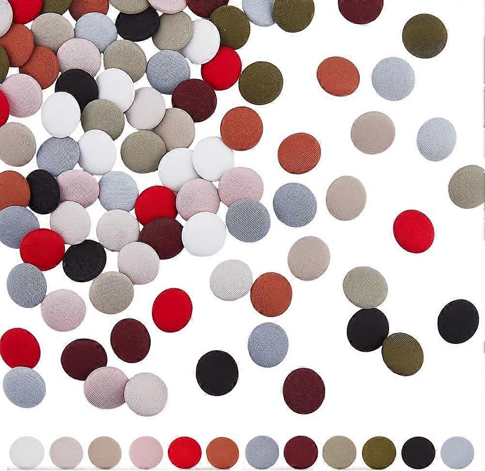 96Pcs 12 Colors Fabric Cloth Covered Buttons with Alloy Shank 19mm Round Cloth Buttons Buttons 1-Hole Sewing Fabric Cloth Buttons for Suit Dress Coat