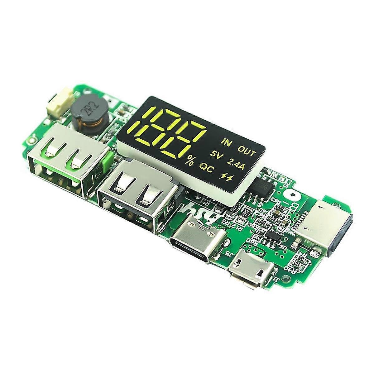 18650 Lithium Battery Digital Display Charging Module 5V 2.4A Three Charging Port with Display Boos