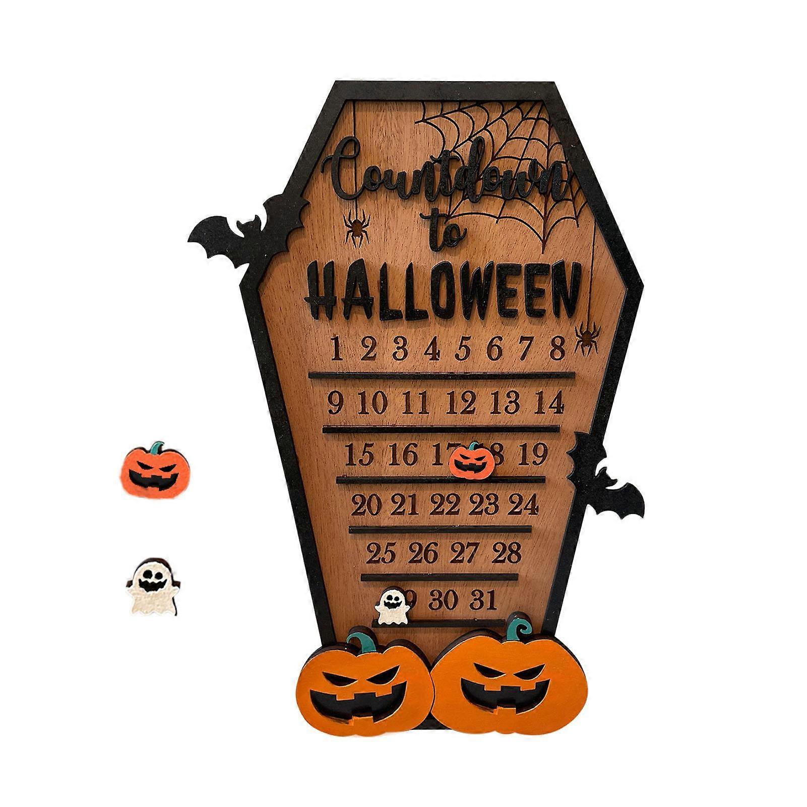 Halloween Advent Countdown Calendar Halloween Coffin Calendar DIY Moving Wooden Block Advent Calendar Pumpkin Halloween Decor