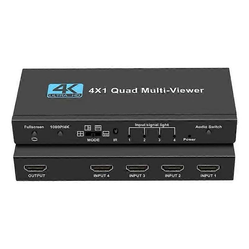 OZJQF 4K HDMI Switcher 4X1 Quad Multi-Viewer Four Channel Video Splitter