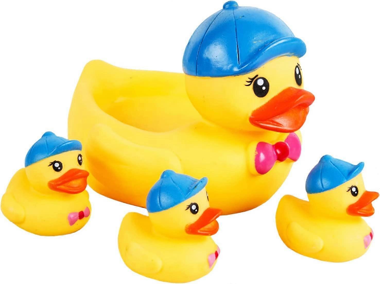 Bath Duck Toys 4Pcs Family Rubber Ducky Float&Squeak Baby Toddlers