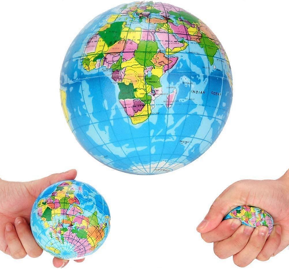 6pcs Anti-stress Bouncing Sphere Softball Springball Earth Globe World Globe6.3cm