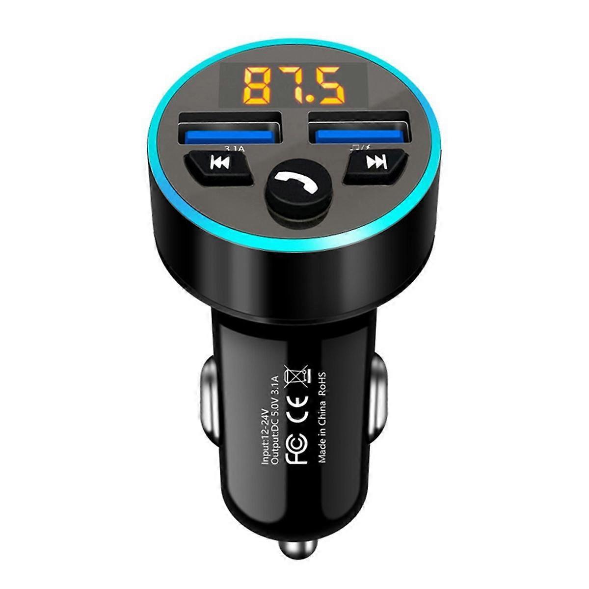 FM Transmitter Stereo Car MP3 Player 3.1A Fast Charging Dual USB Charger Car Bluetooth 5.0 Hands-Free Kit FM Modulator B