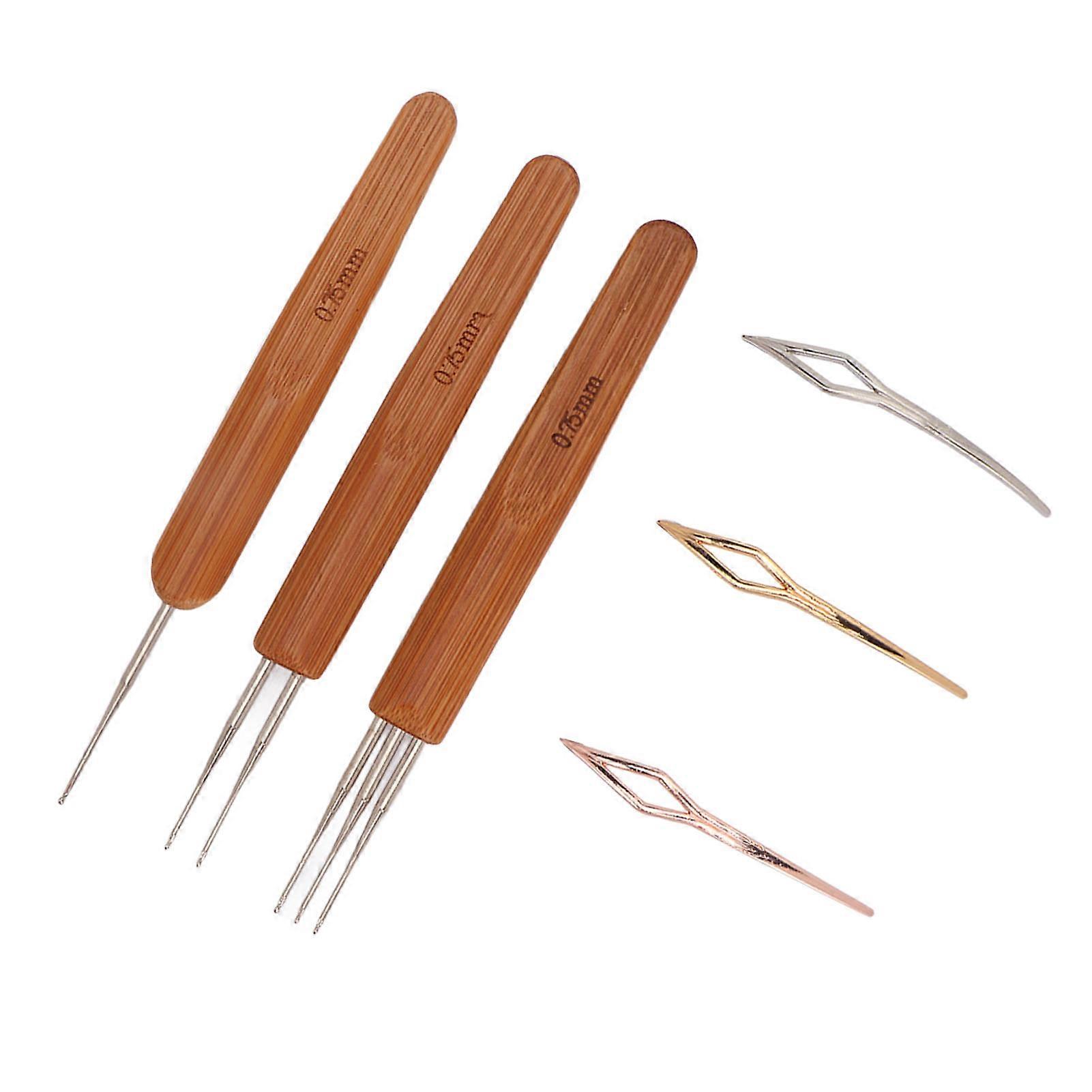 Dreadlocks Tool Set with Alloy Bamboo Crochet Hooks and Needles for Hair Styling 0.75mm