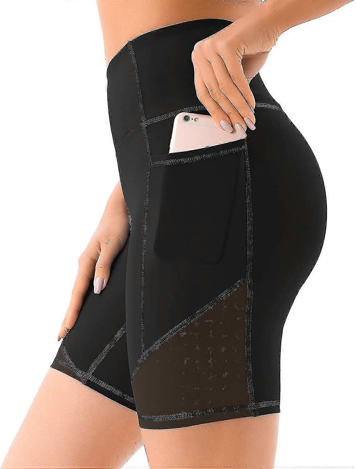 High Waisted Mesh Yoga Shorts For Women With Deep Pockets Women's Workout Biker Shorts