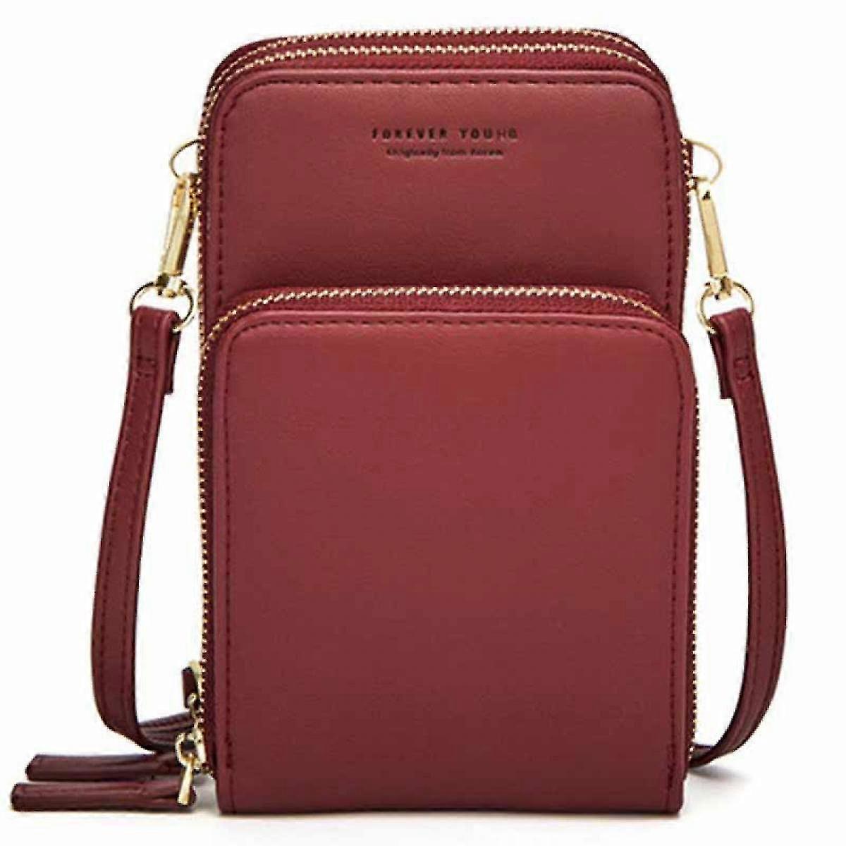 女性用小型クロスボディ電話バッグ、女性用電話クロスボディ財布財布ハンドバッグ軽量Puレザーマルチコンパートメント電話ショルダーバッグカード付き