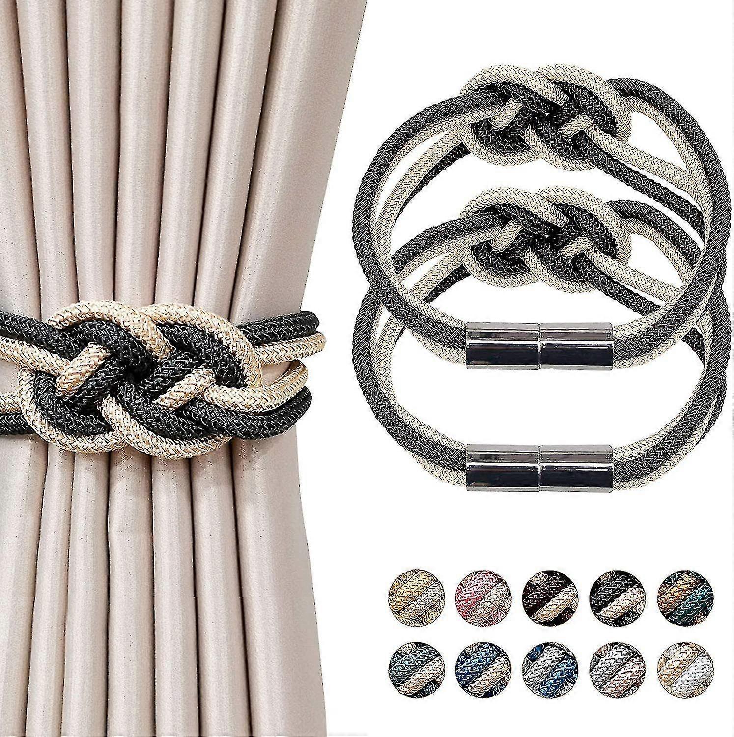 2er Pack Starker magnetischer Vorhang Krawatten-schwarz und Beige