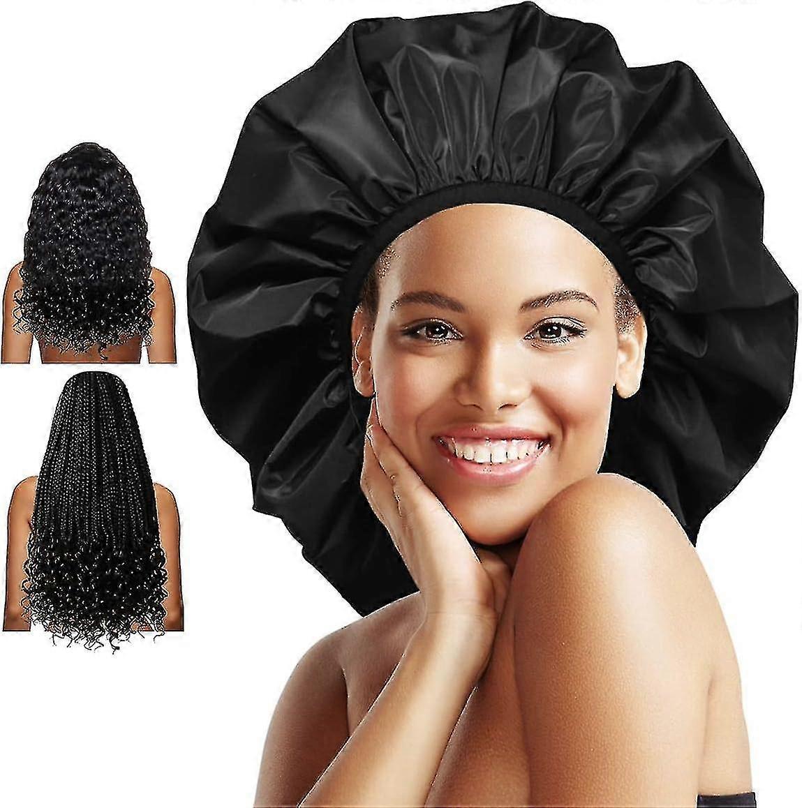 Extra Large Shower Cap, Double-layer Waterproof Reusable