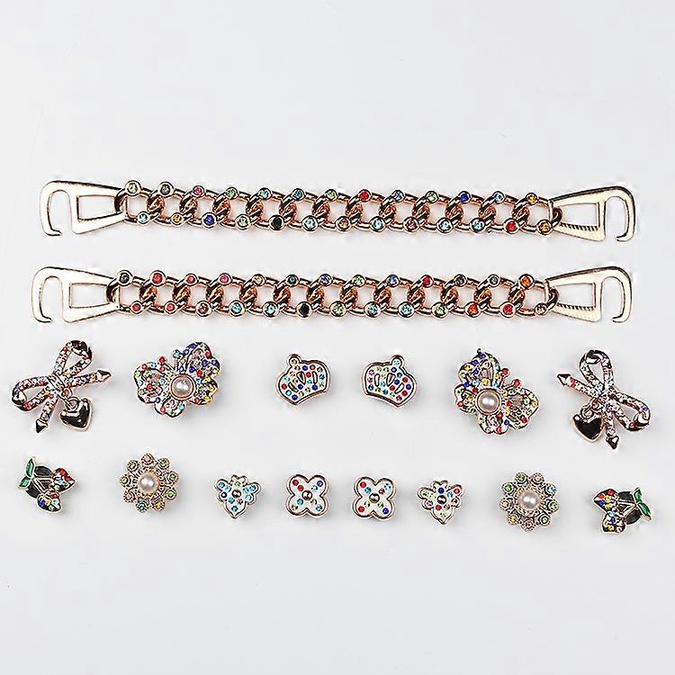 Dww-Un ensemble (chaussures non incluses) chaussures trous accessoires diy tridimensionnels diamants colors mtal couleur assortie boucle de chaussure